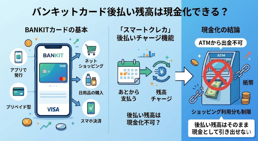 バンキットカード後払い残高は現金化できる?