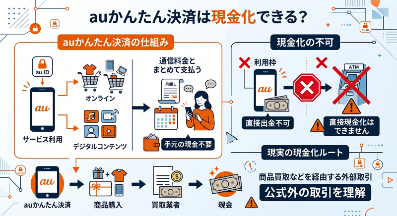 auかんたん決済は現金化できる?